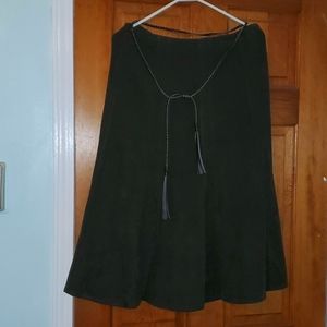 Dress barn calf length suede skirt